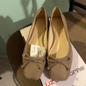 Size 7 Liz Claiborne tan flat ladies shoes. New with tags, with original box.